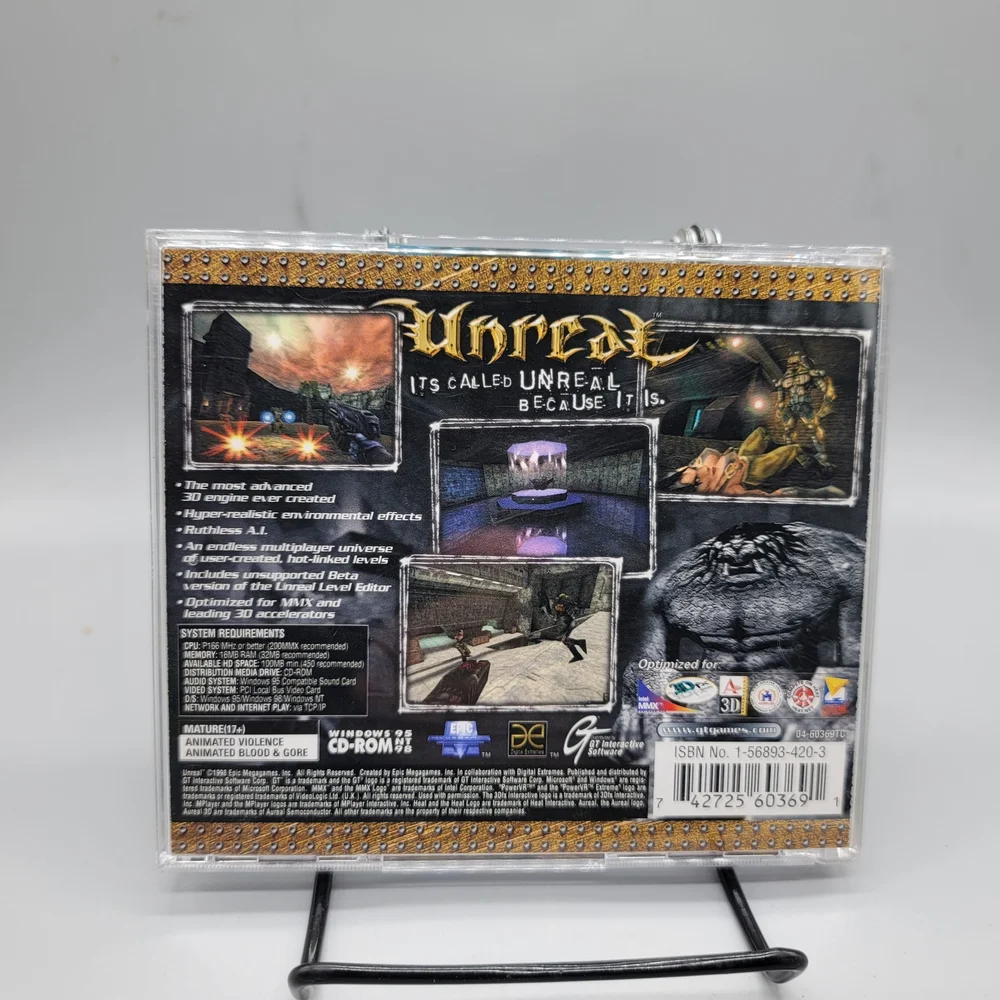 Unreal (PC, CD-ROM) 1998 GT Interactive Software Windows 95/98 CD